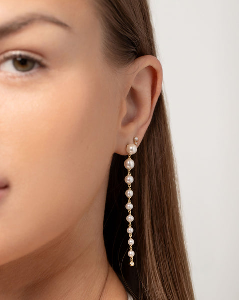 Luxury Romantic Long Dangle Full Pearl Earrings